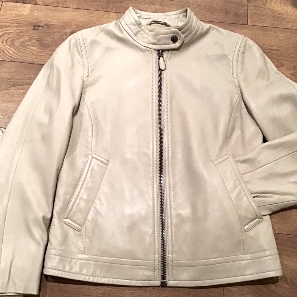 NWOT AUTHENTIC COACH SOFT LEATHER BOMBER NEUTRAL COLOR COAT - Picture 4 of 11